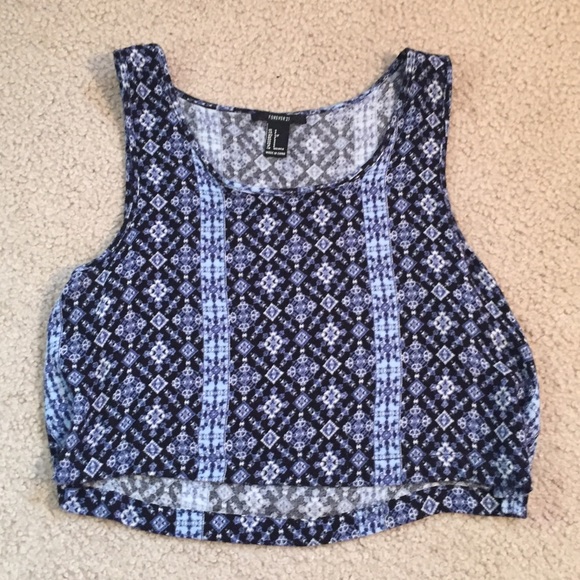 Blue/Black Sleeveless Crop Top