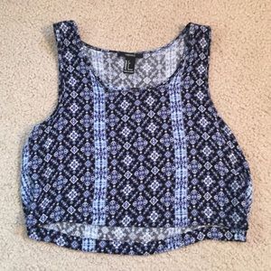 Blue/Black Sleeveless Crop Top