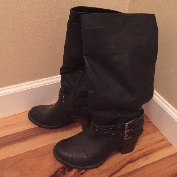Black leather boots