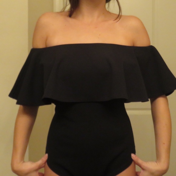 Black off the shoulder bodysuit