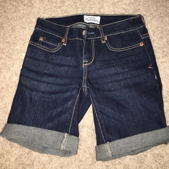 Dark denim long Jean shorts