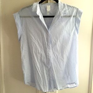 Baby Blue and white striped button up