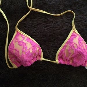 New lace neon pink and yellow bikini top (s/m)