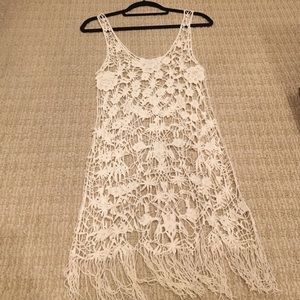 Free People ivory crochet fringe dress
