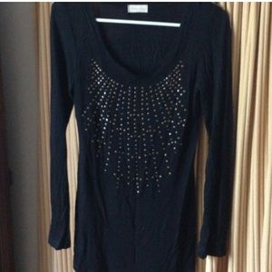 black long sleeve studded top