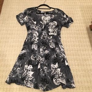 Free People Gray Floral Part Time Lover Dress