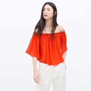 Zara off the shoulder red top