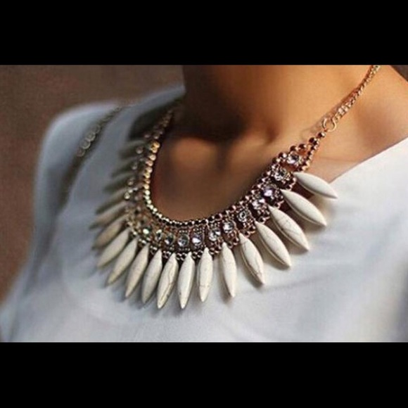 Ivory tusk tribal statement necklace