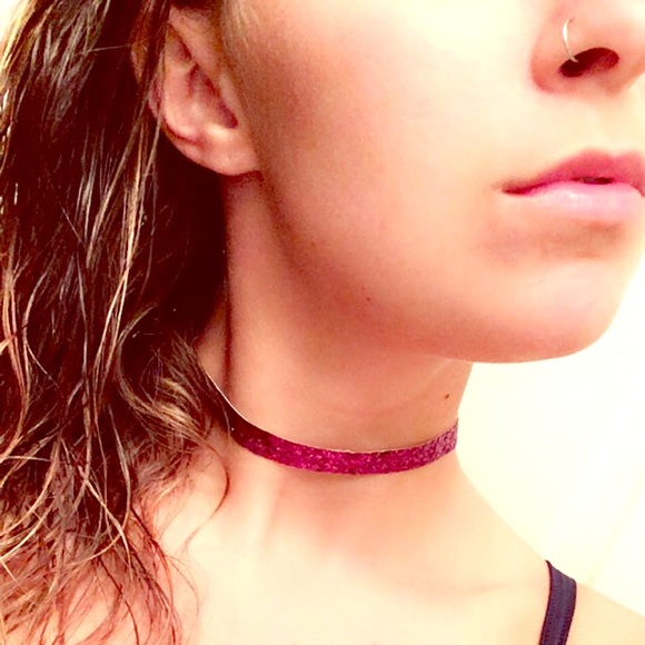 Pink glitter choker