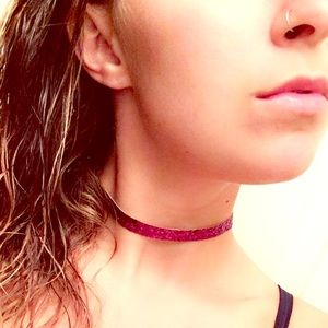 Pink glitter choker