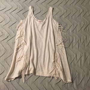NWOT cream fringed swing tank