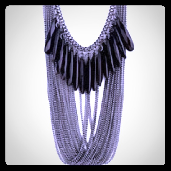 Silver and black chain necklace