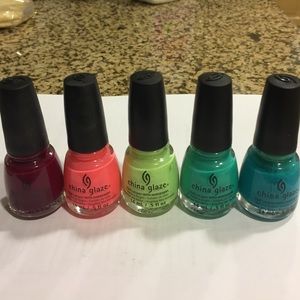 Set of 5 China Glaze Bright Nail Polishes