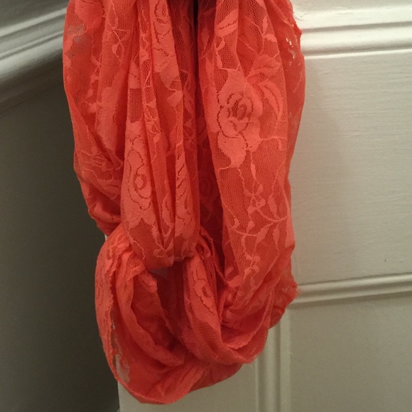 Gorgeous orange peach lace infinity scarf!