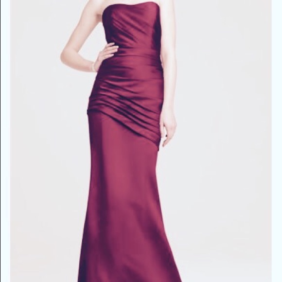 David's Bridal Sangria floor length formal dress