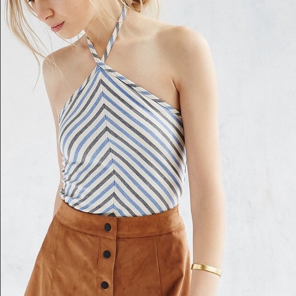 NWT blue and gray striped BDG crop halter