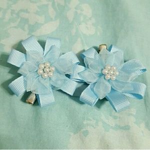 Kawaii handmade ribbon hair barrette (pair)