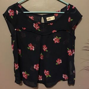 Navy blue floral blouse