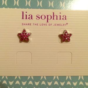 Lia Sophia pink and silver star earrings