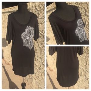 American Apparel Black Viscose Tee W/ Flower Print
