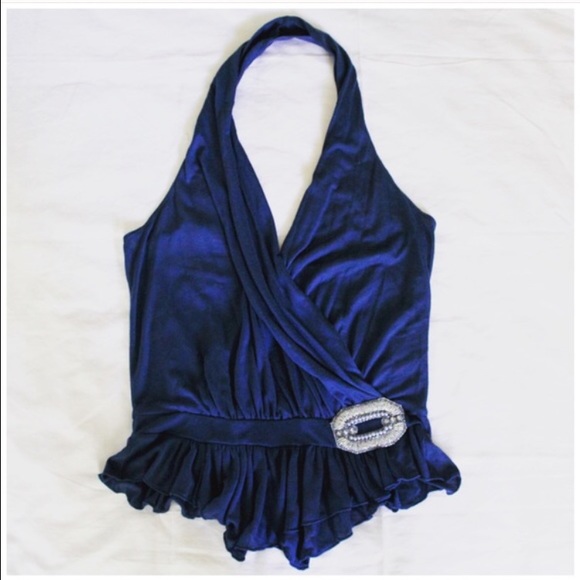 🔴sold🔴 Navy Halter Statement top - Picture 2 of 4