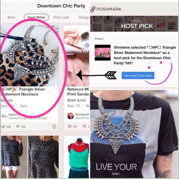 Jewelry | Triangle Silver Statement Necklace - Picture 4 of 4