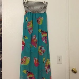 Long floral maxi dress with slits on bottom sides