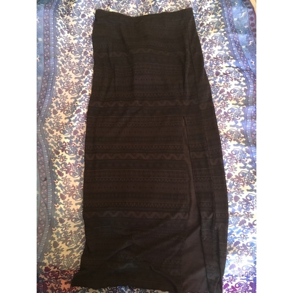Black tribal maxi skirt