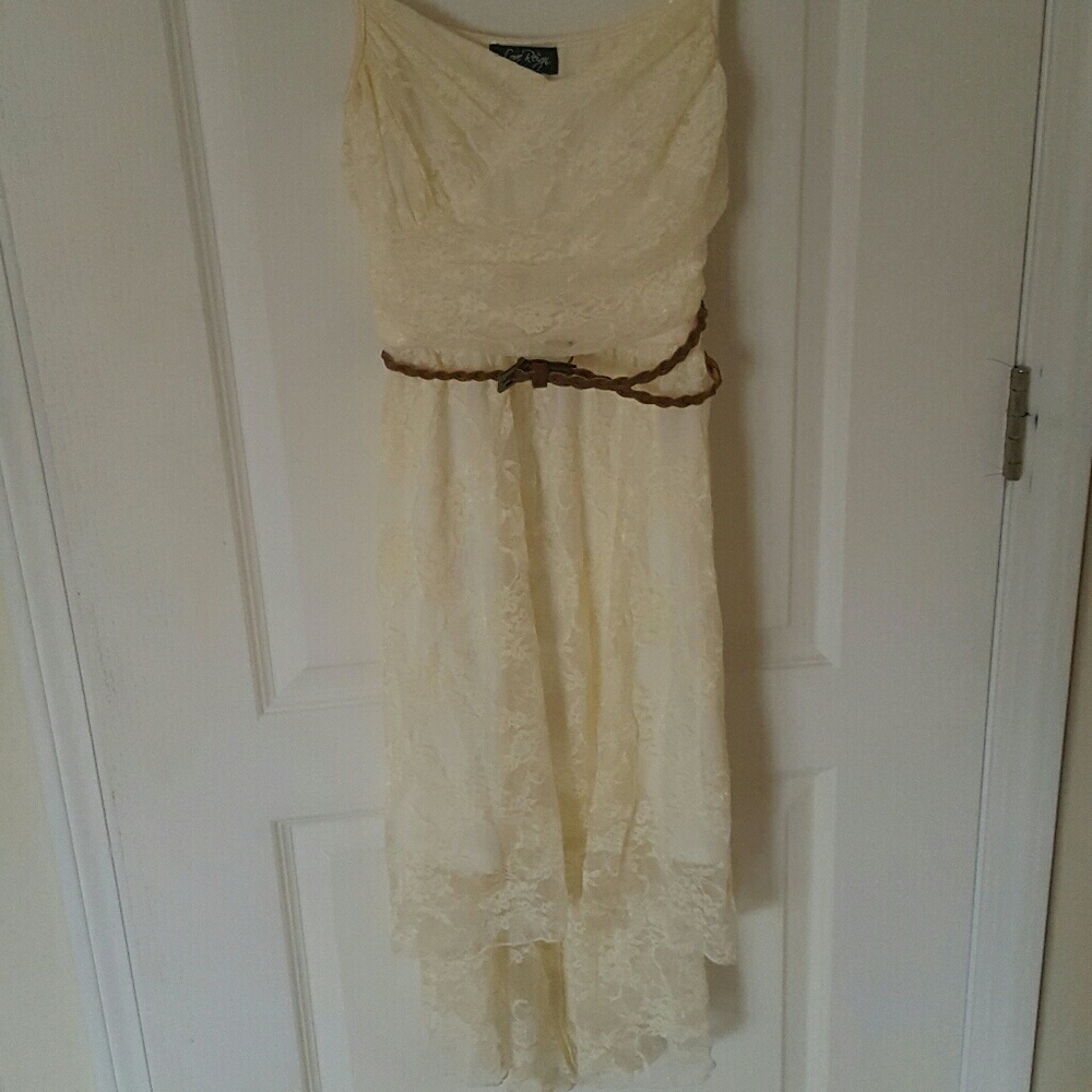 Cream high low lace dress
