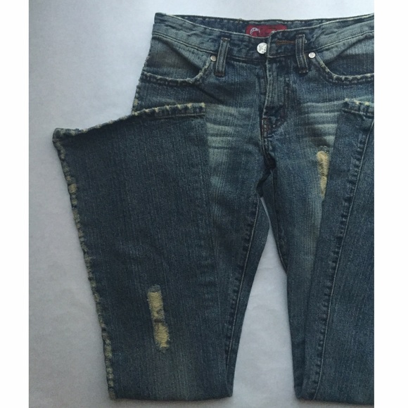 Distressed Mid Wash Denim
