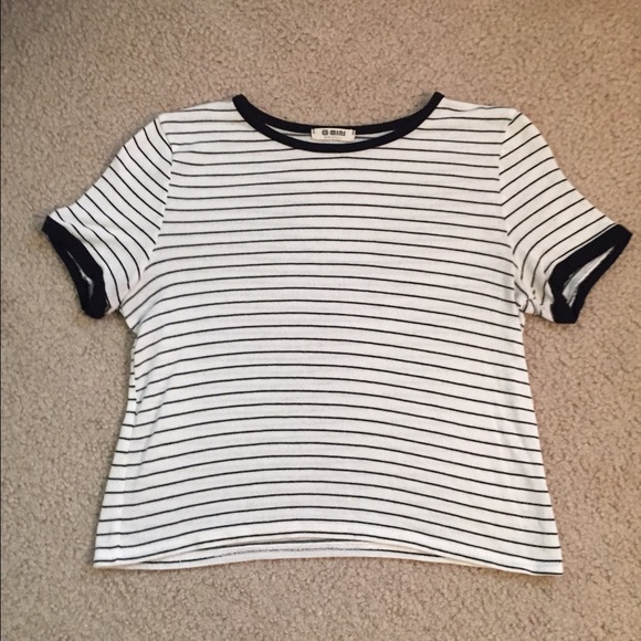 Black and White Striped Crop Top