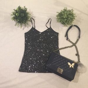 Black express sequined top SIZE SMALL