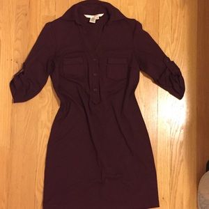 Burgundy 3/4 Sleeve Dress