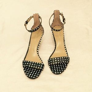 Ann Taylor Leather Gingham Strappy Sandals