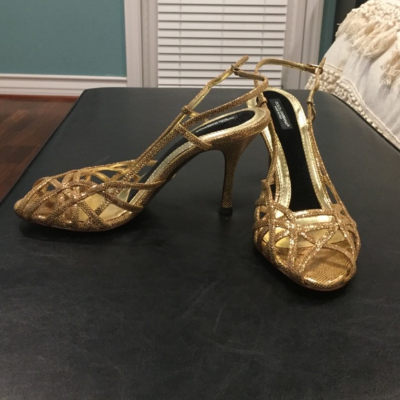 Gold strapped Dolce and Gabbana heels - Picture 2 of 5