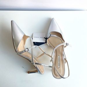 Zara Silver Strappy Kitten Heels
