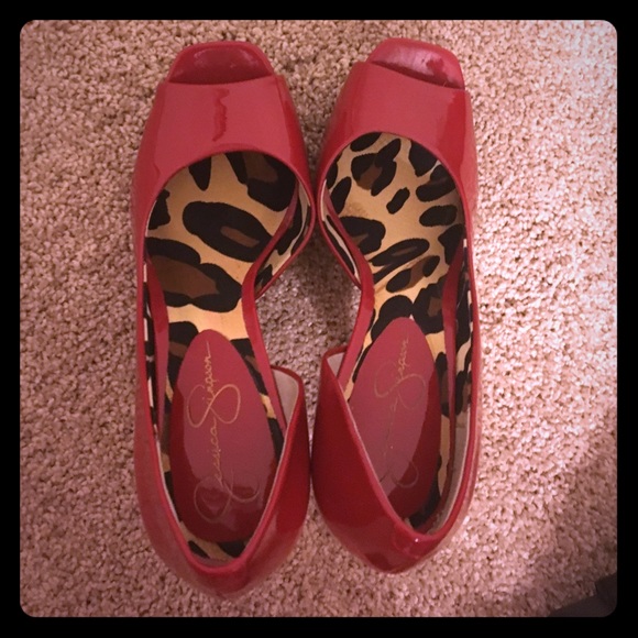Red Peep Toe Jessica Simpson Pumps