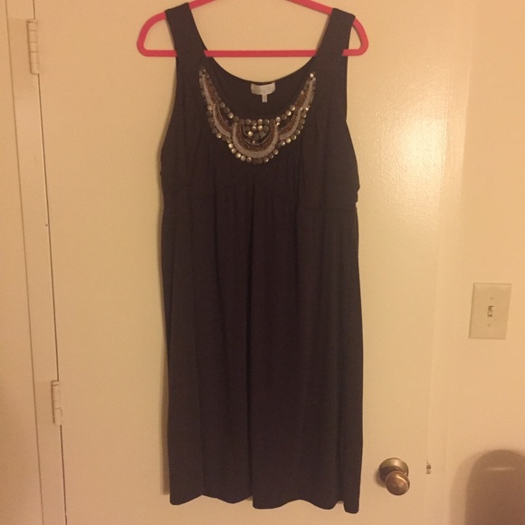 Maurices brown dress with sequin and bead detail