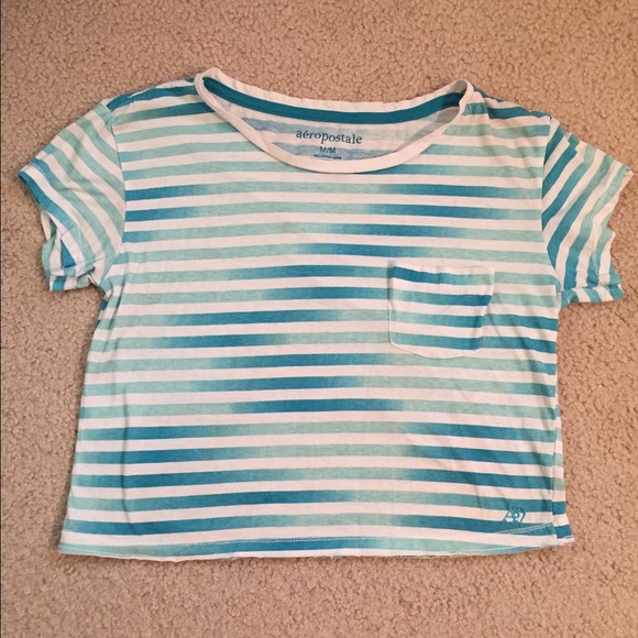 Blue/Green Striped Crop Top