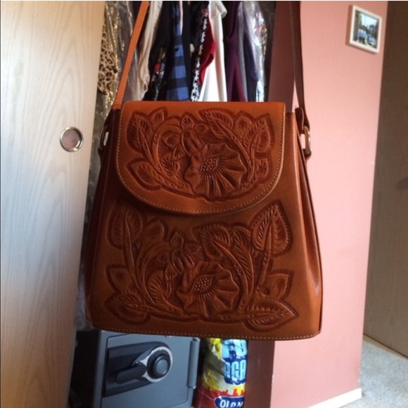 Hand tooled Leather Cross Body