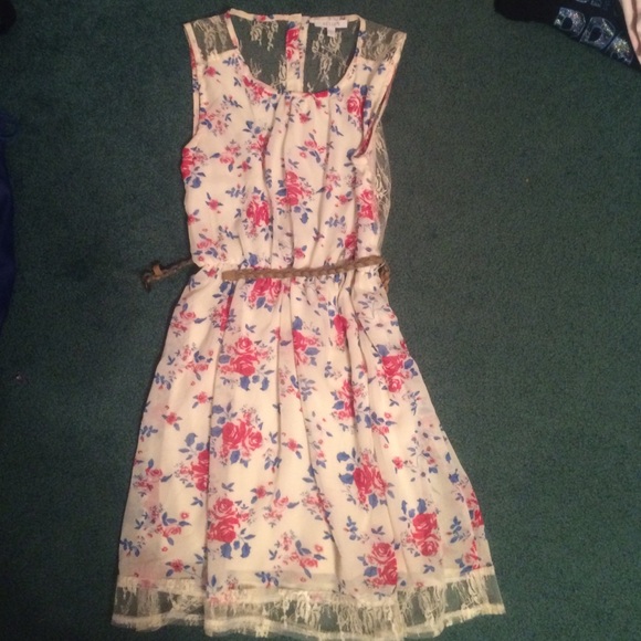 Floral and Lace White Dress