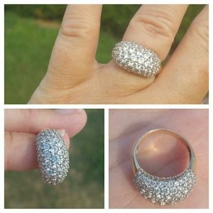 10K Pave CZ Cocktail Ring Size 7 Sparkling!!