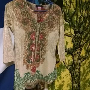 Quarter sleeve sequins shirt