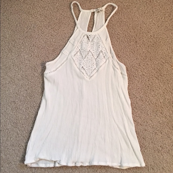 White Lace Neckline Top