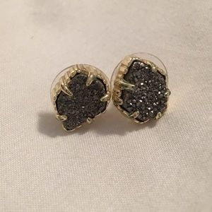 Tessa Stud Earrings in Platinum Drusy