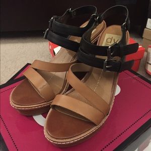 DV dolce vita black and brown leather wedge