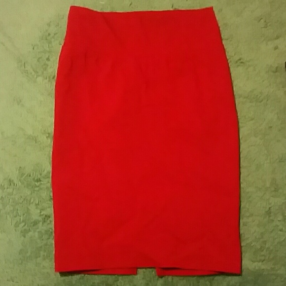 Red tight pencil skirt