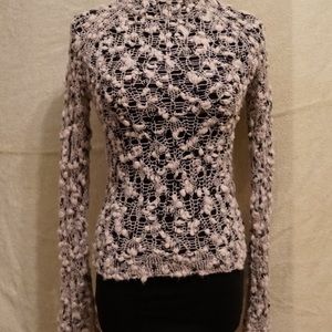 Multi pink and grey sweater, loose loop knit, SM