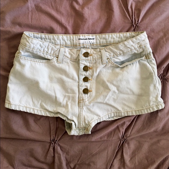 American apparel denim front button shorts