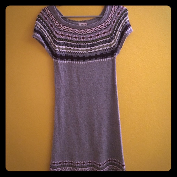 Vintage gray fair isle sweater dress
